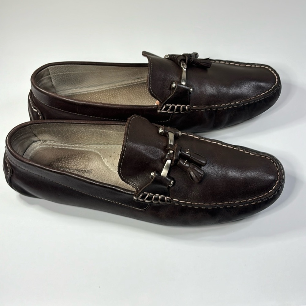 Mikekonos men’s brown  leather driving loafers size 10.5